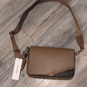 Calvin Klein Tan and Brown Crossbody Bag